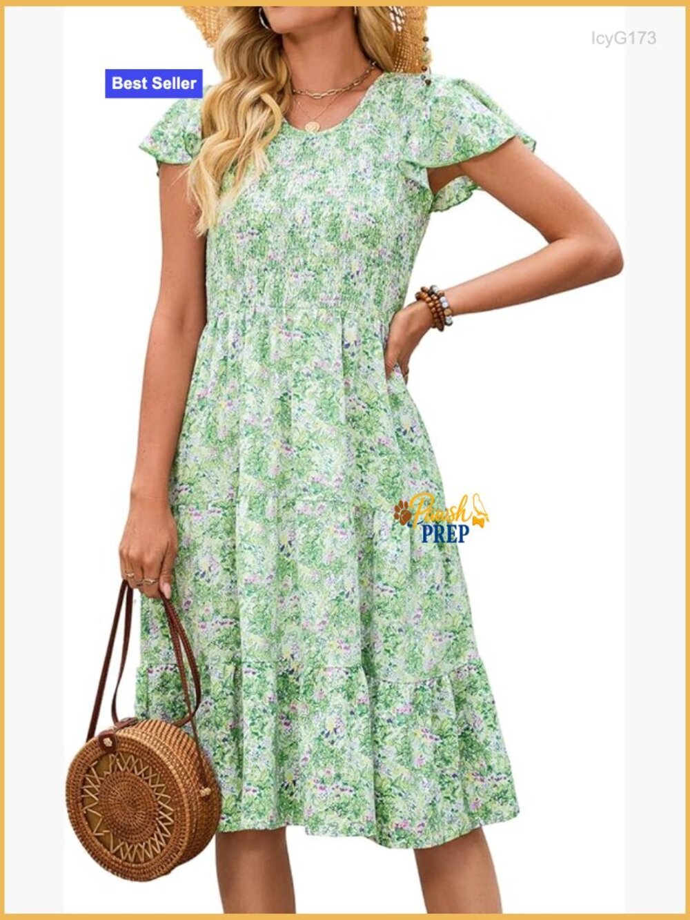 Boho Midi Sundress with Pockets Casual Summer Beach Dress Flowy A-Line